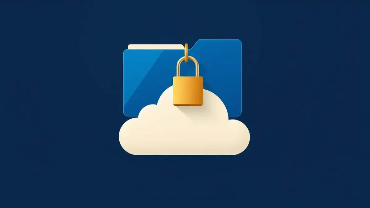 Illustration: A translucent blue file folder floats above a minimalist white cloud icon.