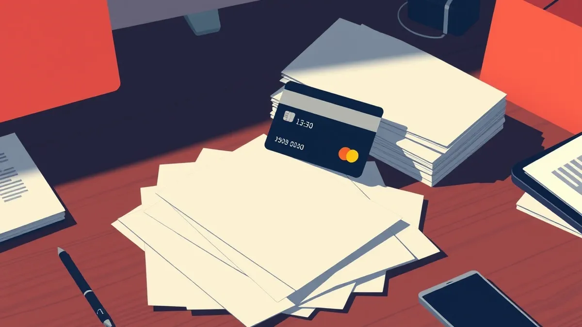 Illustration: A stack of blank white paper documents lies scattered on a wooden desk, some slightly crumpled and others neatly folded.