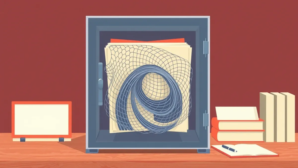 Illustration: A transparent glass vault sits on a wooden desk.