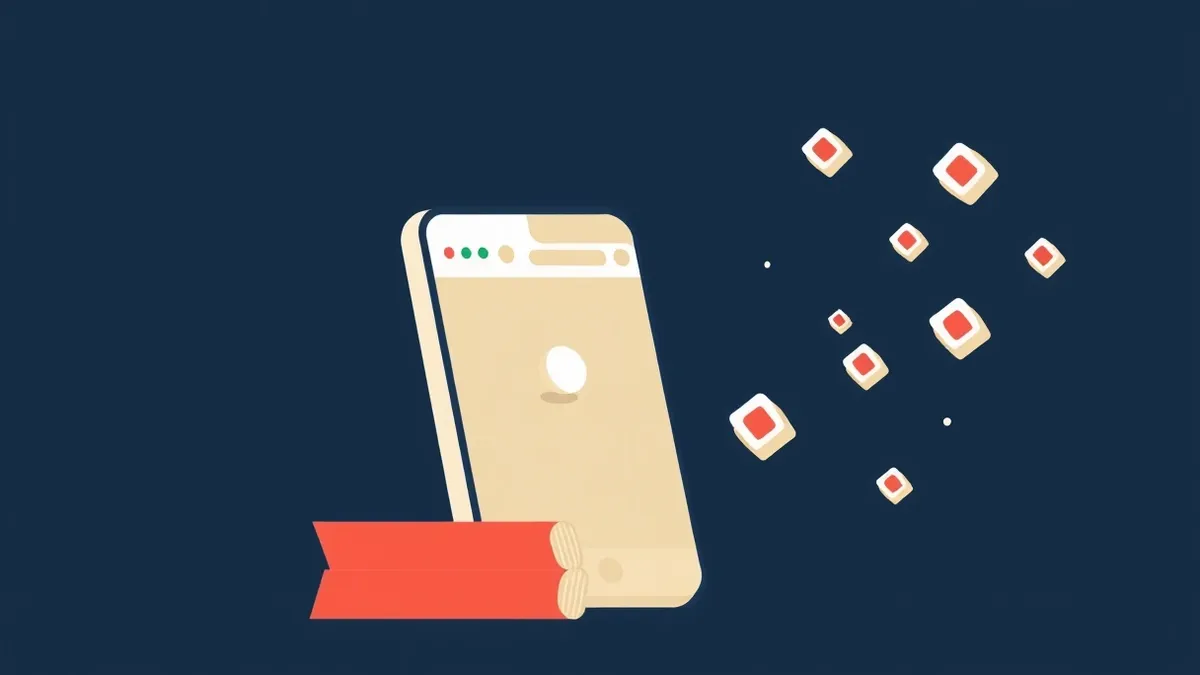 Illustration: A smartphone screen displays a single browser tab with a small circular icon sitting neatly inside it.