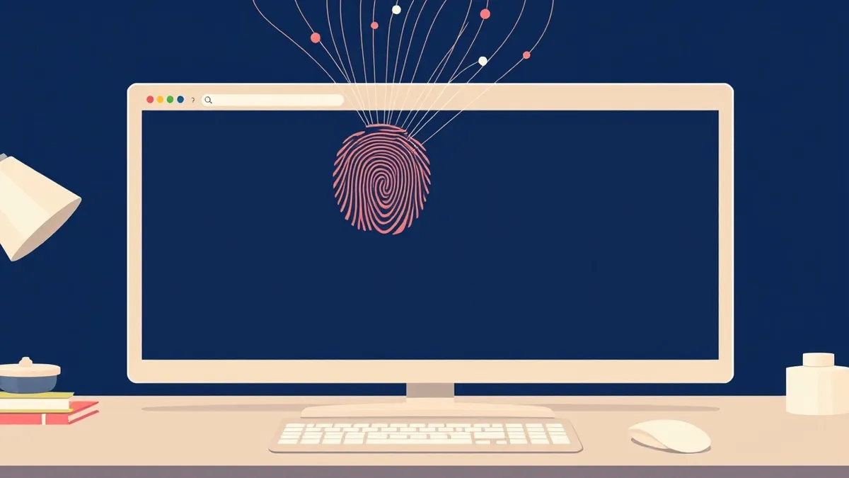 Illustration: A blank browser window sits open on a sleek desk.
