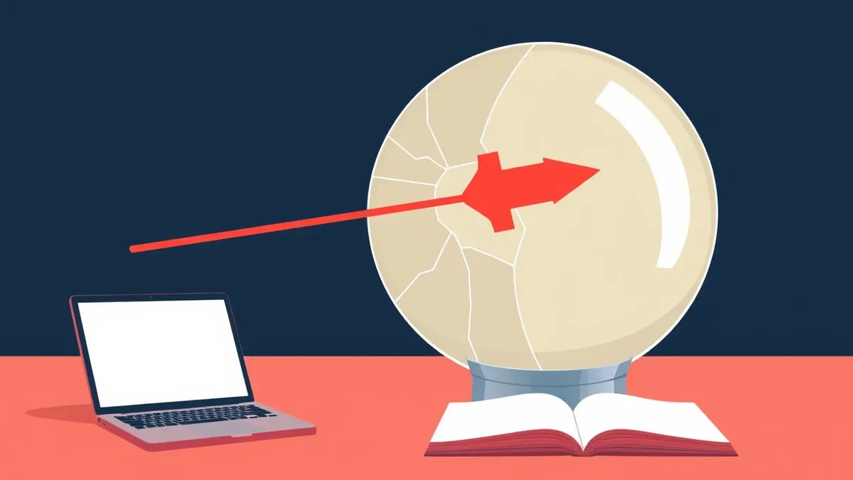 Illustration: A large, cracked glass sphere rests on a metal stand, representing a fragile system.