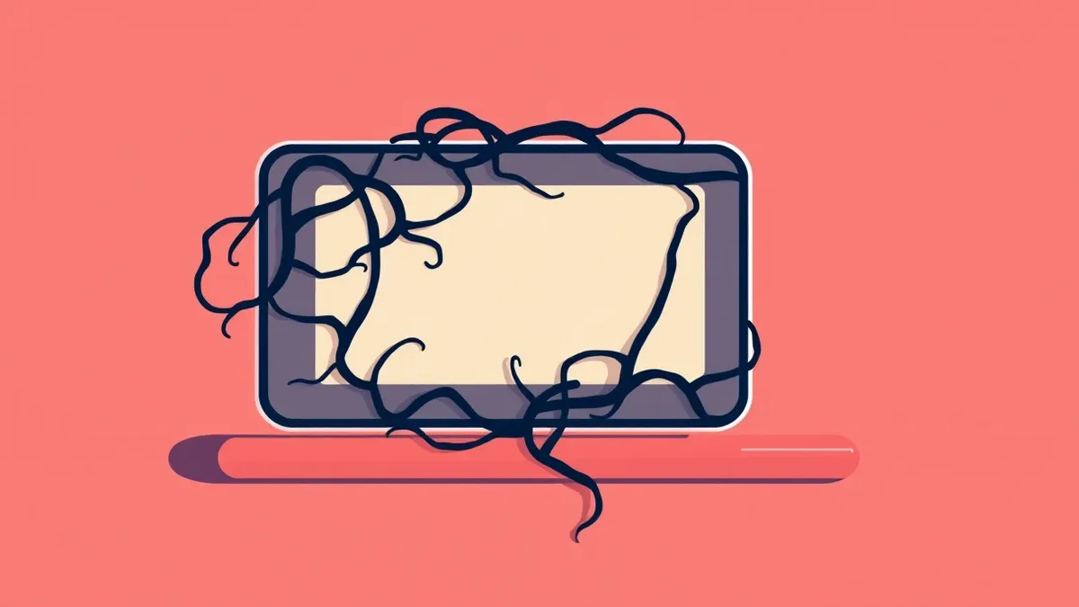 Illustration: A smartphone rests on a flat surface, its screen displaying a blank rectangular ad placeholder.