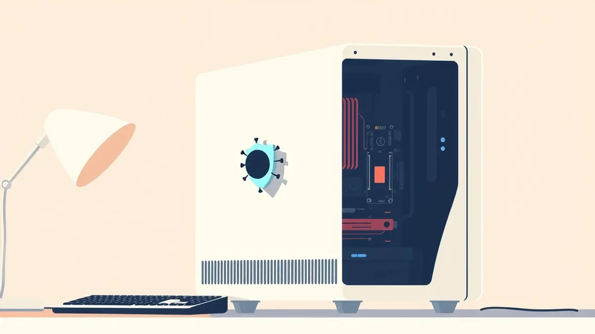 Illustration: A sleek white desktop computer sits on a clean desk.